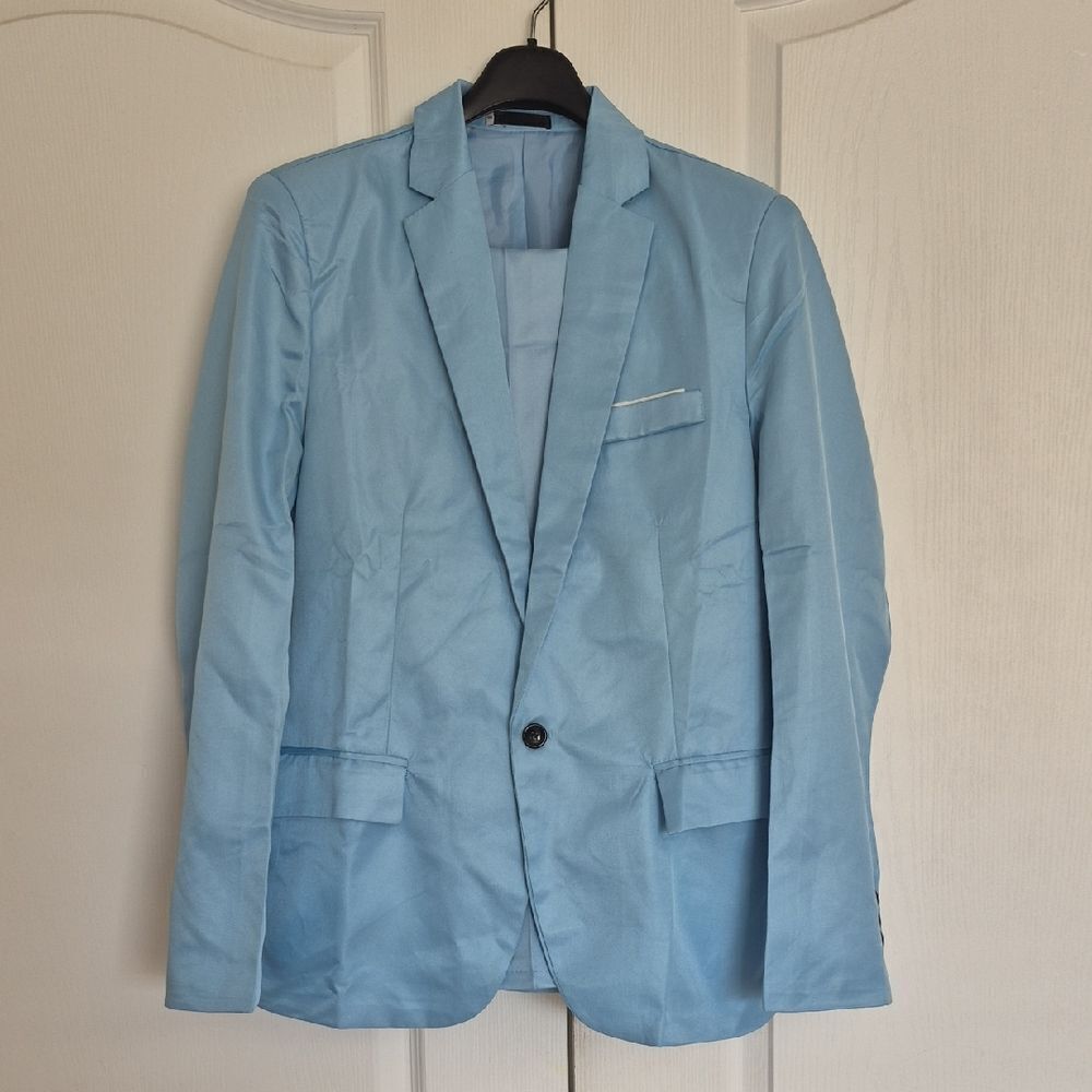 Elegant Sky Blue Men's Blazer Suite